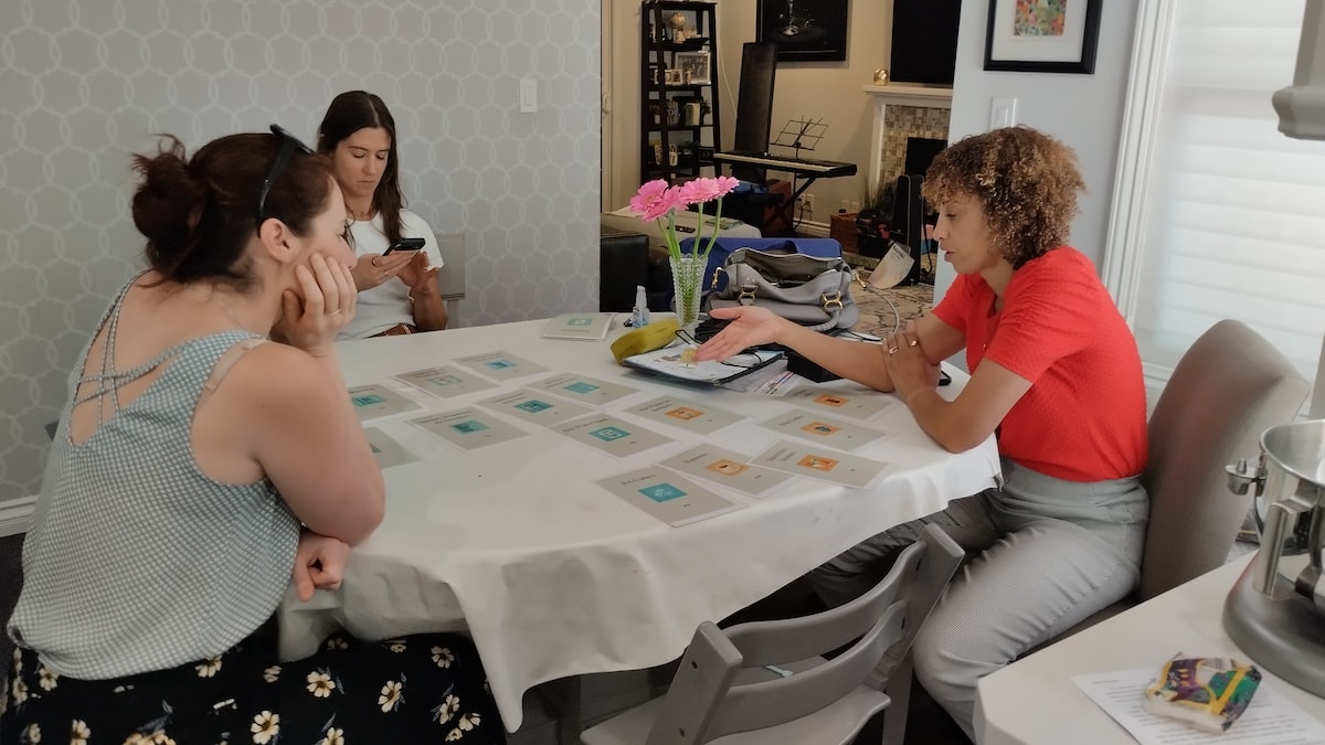 In-home research participants prioritizing product concepts and needs during a structured activity